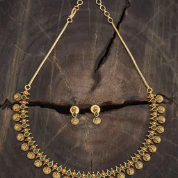 Kushal's Fashion Jewellery Green Gold-Plated Ethnic Antique Jewellery Set-picture-22