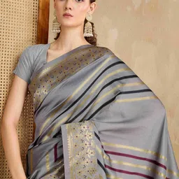 Shreyansh creation Striped Zari Silk Blend Saree-picture-15