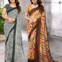 Moda Rapido Pack of 2 Abstract Printed Pure Georgette Saree-image-76