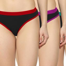 samvar New stylish Red,Purple,Green Cotton Silk Hipster Multicolor Panties Pack of 3-picture-47