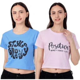 100luck Girls Casual Cotton Blend Top (Multicolor, Pack of 2)-picture-33