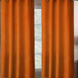 151 cm (5 ft) Polyester Semi Transparent Window Curtain (Pack Of 2) (Plain, Orange)-image-77