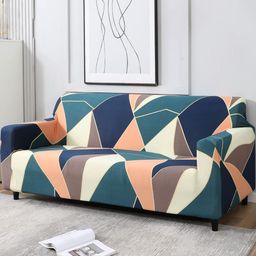 Myntra Elegant Homes Green & Cream-Coloured Printed Polyester 1 Piece Sofa Cover With Arms-image-49