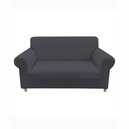 House of Quirk Solid Jacquard Single Seater Sofa Cover with Arms-picture-26