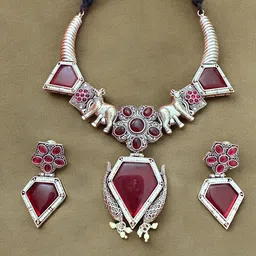 Rebekah Silver-Plated Stone-Studded Jewellery Set-image-31