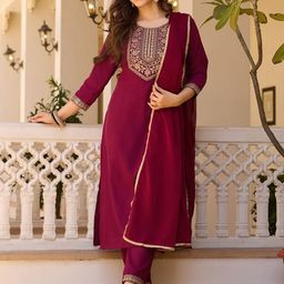 KALINI Women Ethnic Motifs Embroidered Regular Thread Work Kurta with Trousers & Dupatta-20