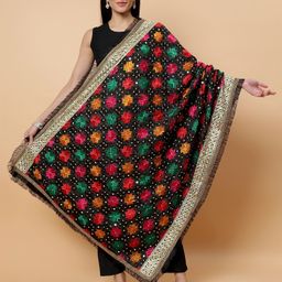 Moda Chales Ethnic Motifs Embroidered Dupatta with Phulkari-picture-26