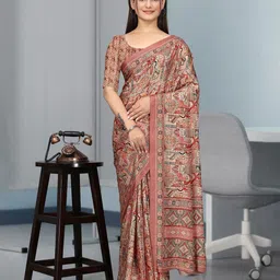 K 5 Fashion Ethnic Motifs Pure Crepe Saree-23