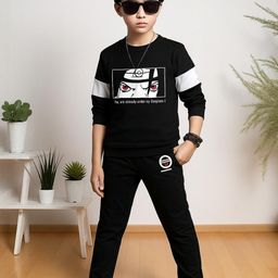 ACTLIVE Boys Black Cotton Blend Clothing Set-image-91