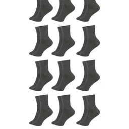 MUKHAKSH Unisex 12 Pairs Grey Plain Ankle Length Cotton Socks-image-16