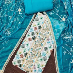 KALINI Printed Floral Printed Beads & Stones Unstitched Dress Material-picture-42