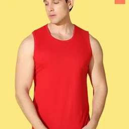 WOOSTRO Pack Of 2 Printed Combed Cotton GymInnerwear VWS26(BKLN ORANGE)(PLAIN RED)-image-58