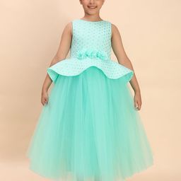 Toy Balloon kids Girls Self Design Sleeveless Cotton Fit & Flare Maxi Dress With Applique-picture-39