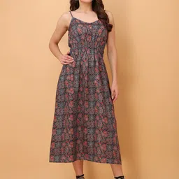 OBSHIVKA Floral Print Fit & Flare Midi Dress-picture-9