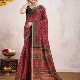 Rekha Maniyar Ethnic Motifs Zari Pure Cotton Dabu Saree-image-44