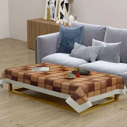 LooMantha Brown Geometric Printed Waterproof Plastic 4-Seater Table Cover-21