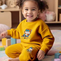 Toddylon Kids Graphic Printed Round Neck Cotton Sweatshirt With Joggers-picture-27