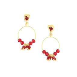 FirstBlush American Diamond Studded Circular Shaped Drop Earrings-image-20