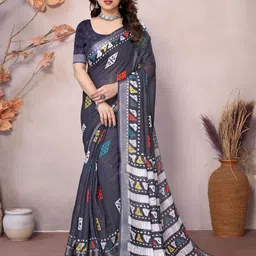 vj fashion Zari Linen Blend Saree-picture-48