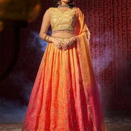ODETTE Embroidered Semi-Stitched Lehenga & Blouse With Dupatta-image-69