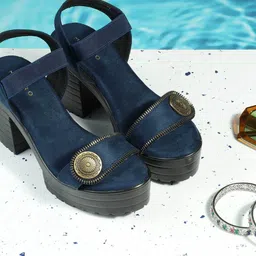 Metro Women Textured Block Heel Sandals-picture-34