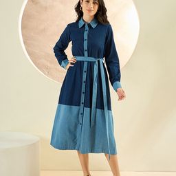 First Resort by Ramola Bachchan Women Denim Shirt Midi Dress-image-89