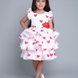 Pink Chick Print Flutter Sleeve Fit & Flare Dress-picture-43