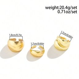 Jewels Galaxy Set Of 3 Gold Fashion Adjustable Midi Finger Rings-16