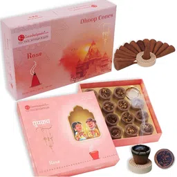 GaneshaSpeaks 2-Pcs Brown Wooden Rose Dhoop Cup & Rose Dhoop Cone-image-4
