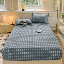 JC HOME Blue & White 140 TC King Bedsheet with 2 Pillow Covers-image-7