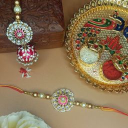 House of Pataudi Bhaiya Bhabhi Rakhi With Pooja Thali & Greeting Card-image-118