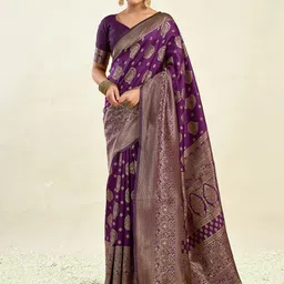 KALINI Woven Design Zari Silk Blend Banarasi Saree-image-99