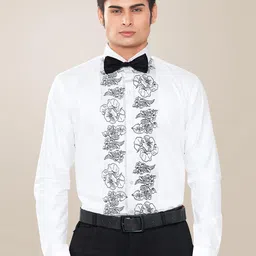 GLOBALRANG Men Slim Fit Spread Collar Floral Textured Satin Formal Shirt-image-20