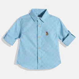 U.S. Polo Assn. Kids Boys Self Design Pure Cotton Casual Shirt-image-47