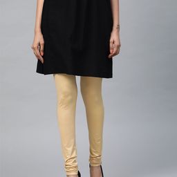 AURELIA Women Golden Solid Churidar Leggings-image-116