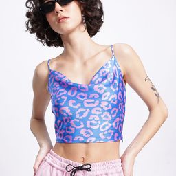 glitchez Satin Glam Printed Crop Top-image-8