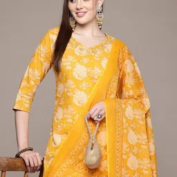 Readiprint Fashions Floral Printed Beads & Stones Pure Cotton Kurta Set-picture-52