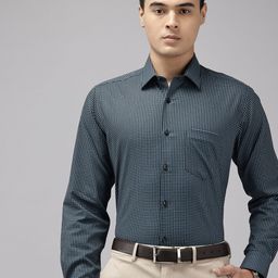 Van Heusen Pure Cotton Custom Fit Grid Tattersall Checks Formal Shirt-picture-44