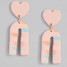 justpeachy Pink Heart Shaped Clay Drop Earrings-18