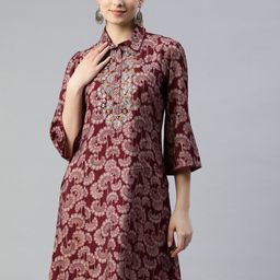 Nayam By Lakshita Modal Shirt Collar Printed Ethnic Tunic-picture-16