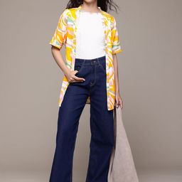 Roadster Abstract Printed Open Front Shrug-32