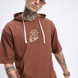 glitchez Downtown Dope Printed Hooded Relaxed T-shirt-image-86