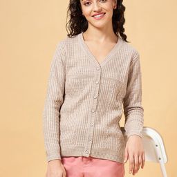 Honey by Pantaloons Women Beige Cable Knit Pullover-image-93