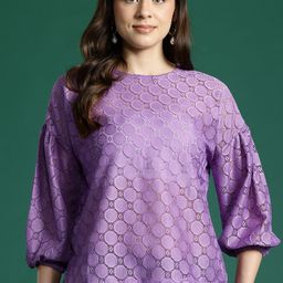 DressBerry Self Design Sheer Top-image-36