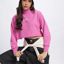 DressBerry Moody Hues Turtle Neck Drop-Shoulder Crop Sweatshirt-image-10