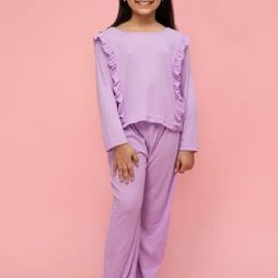 NEUDIS Kids Purple Regular Fit Full Sleeves T-Shirt Set-image-11