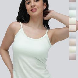 AMUL COMFY Pack Of 10 Assorted Pure Cotton Camisoles With Adjustable Straps-image-64