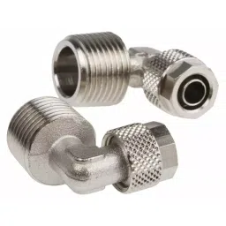 RS PRO Elbow Threaded Adaptor R 3/8 Male to Push In 8 mm Threaded-to-Tube, 2994064-image-1