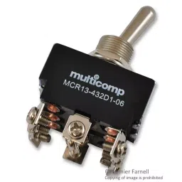 MULTICOMP PRO Toggle Switches SWITCH, TOGGLE, 3PDT, 18A, 125VAC, MCR13-432D1-06-38