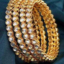 Karatcart Gold-Plated Round Shape White Kundan Studded Bangles for Women - Set of 4-19